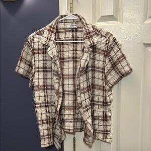 Coldwater Creek Plaid Short Sleeve Shirt